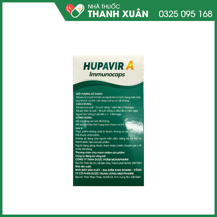 Hupavir - dự phòng tái phát sùi mào gà